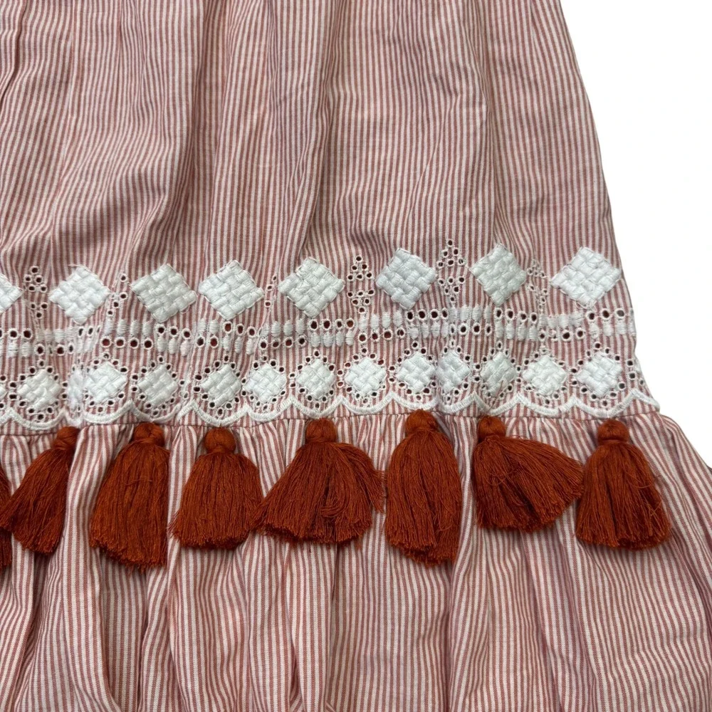 Tularosa Midi Dress Medium Lana Rust Stripe Boho Off Shoulder Peasant Ren Faire